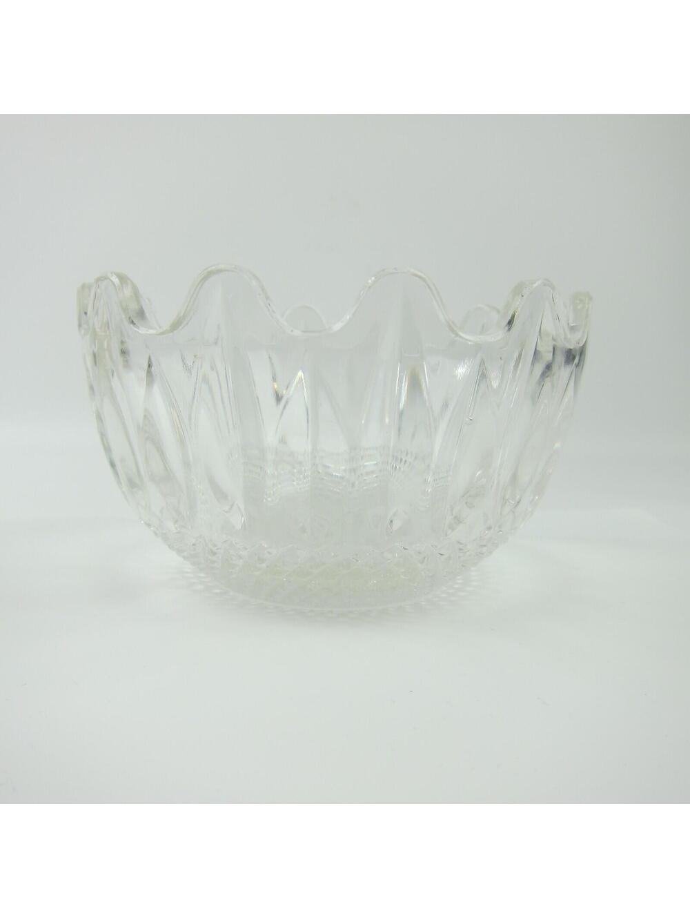 Vintage Clear Glass 2 Piece Interlocking Bowl Candy Dish Patterned Nut Snacks - Picture 9 of 16